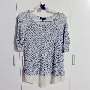 153 AB Studio Knit Top Blue Gray White